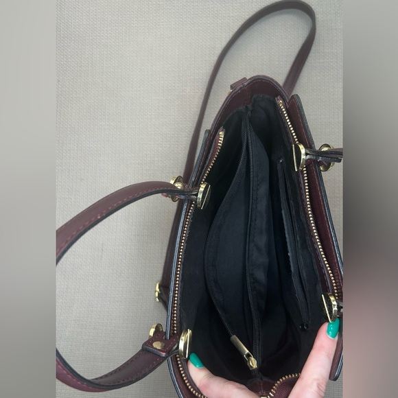 Dark burgundy red leather crossbody purse handbag - Picture 6 of 17